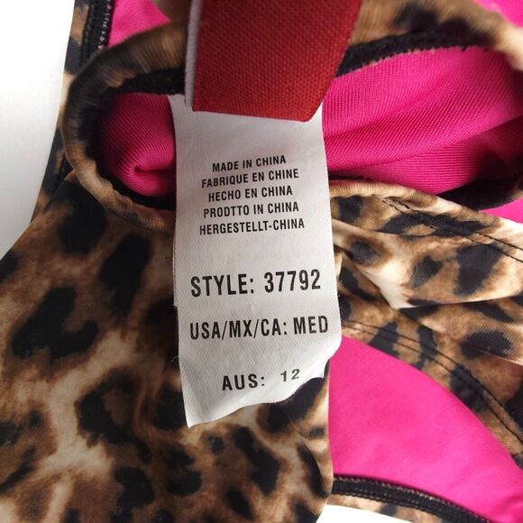 VINTAGE 90s Guess Strappy Halter Neck One Piece Swimsuit Cheetah Print Y2k Brown - Picture 7 of 9